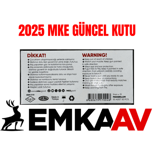 2025 MKE 9x19mm G�ncellenmi� Tabanca Mermisi Adet Fiyat