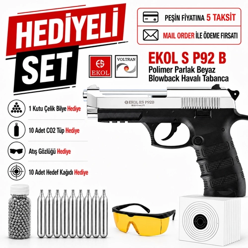 Ekol S P92 B Polimer Parlak Beyaz Blowback Haval� Tabanca