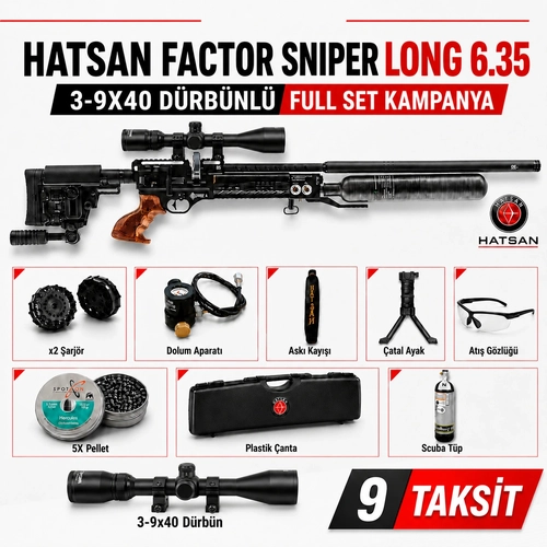 Hatsan Factor Sniper Long 3-9x40 D�rb�nl� | 6.35 Full Set Kampanya