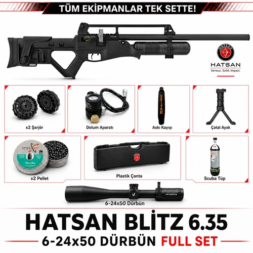 Hatsan Blitz 6.35 PCP Haval� T�fek Full Set Victoptics S4 6-24x50 D�rb�n + Scuba T�p