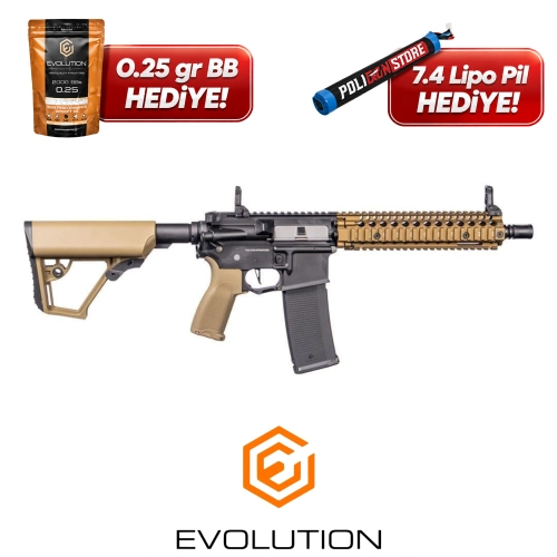 Evolution Recon MK18 Mod 1 10.8� Carbontech Siyah-Tan Airsoft T�fe�i + 7.4v LiPo Pil