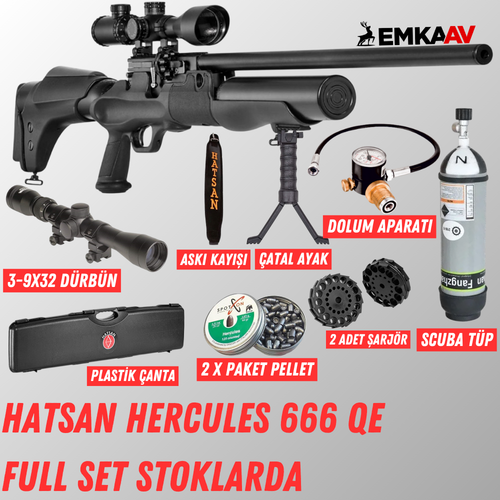 Hatsan Hercules 666 QE 6.35 PCP Full Set Haval Tfek - 3-9x32 Drbnl Set
