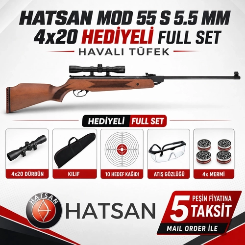 Hatsan Mod 55 S (4x20) Haval� T�fek 5.5 mm Hediyeli Full Set