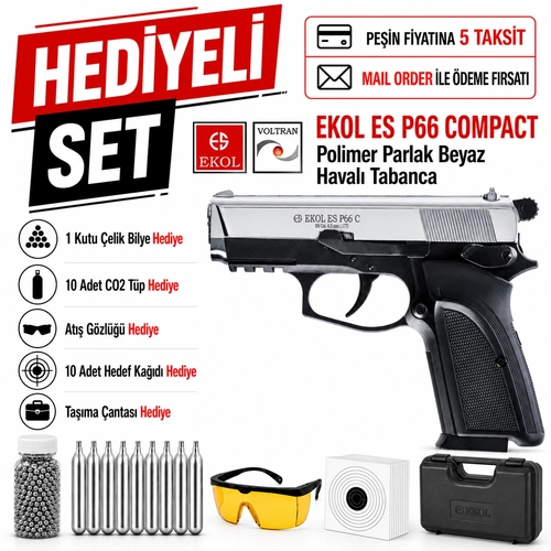 Ekol ES P66 Compact Polimer Parlak Beyaz Haval� Tabanca