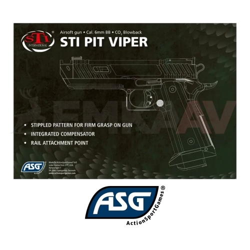 Asg STI Pit Viper Black Blowback CO2 Airsoft Tabanca 19953