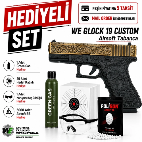 We Glock 19 Ivory Grav�rl� Airsoft Tabanca (6mm)