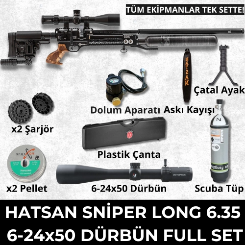 Hatsan Factor Sniper Long 6.35 Full Set Kampanya - 6-24x50 D�rb�nl� Set