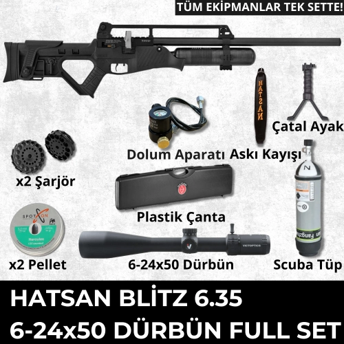 Hatsan Blitz 6.35 PCP Haval Tfek Full Set Victoptics S4 6-24x50 Drbn + Scuba Tp