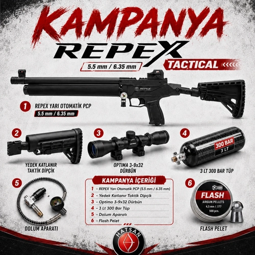Hatsan Repex Tactical Yar� Otomatik PCP T�fek Kampanyal� Set