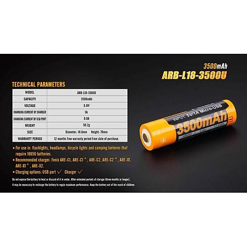FEN�X ARB-L18-3500 mAH USB �ARJLI P�L