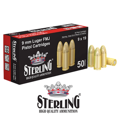 Sterling 9x19 mm Luger FMJ 115 Grain Tabanca Mermisi