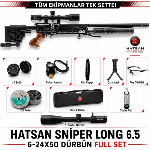 Hatsan Factor Sniper Long 6.35 Full Set Kampanya - 6-24x50 D�rb�nl� Set
