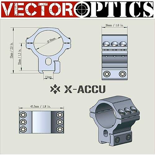 Vector Optics 30mm X-Accu Alçak Profil Dovetail Dürbün Montaj Halkasý