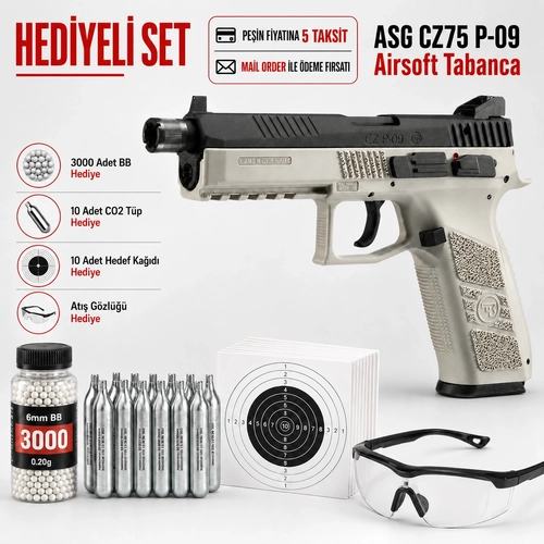Asg CZ P-09 Urban Grey Blowback Airsoft Tabanca 18943