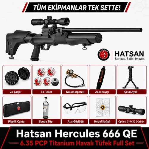 Hatsan Hercules 666 QE 6.35 PCP Titanium Haval� T�fek Full Set