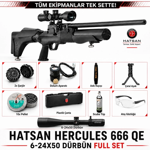 Hatsan Hercules 666 QE 6.35 PCP Haval� T�fek Full Set - Scuba T�p + 6-24x50 D�rb�n