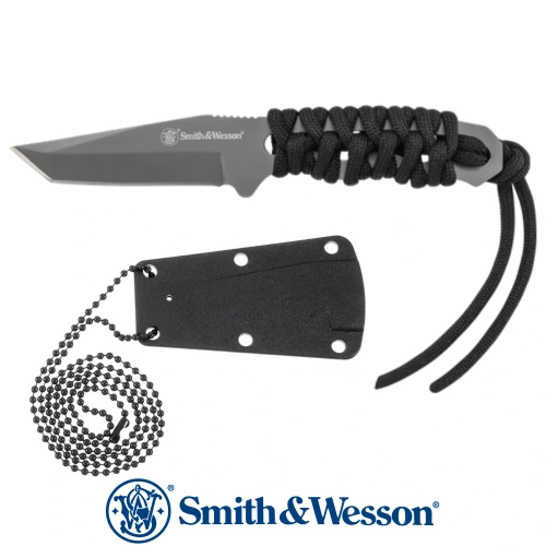 Smith Wesson Paracord Neck Knife Gray Plain Tanto Fixed Boyun B��a��