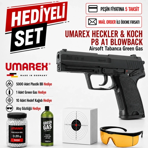 Umarex Heckler&Koch P8 A1 Blowback Airsoft Tabanca Green Gas