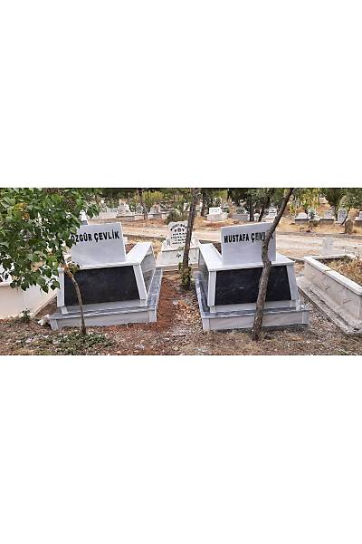Bomal Siyah Beyaz Mermer Mezar