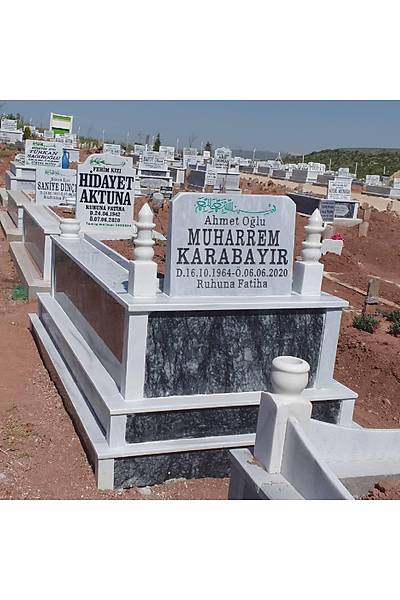 40 cm Siyah Beyaz Mermer Mezar