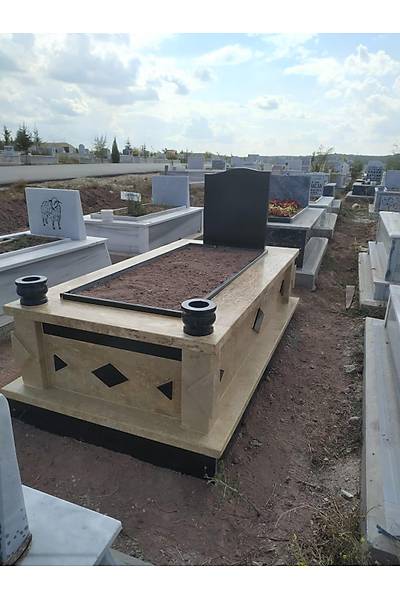 zel Yapm gen Desenli 40 cm 5 lik Traverten Mezar