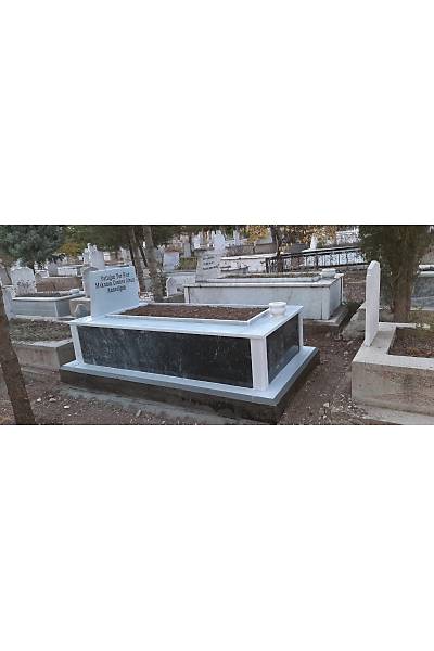 40 cm Siyah Beyaz Mermer Mezar