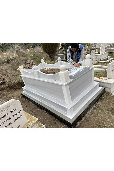 Çift Tabanlý Kafesli Marmara Mermer mezar