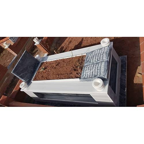 zel ieklik Blmeli Siyah Beyaz Mermer Mezar