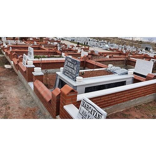 zel ieklik Blmeli Siyah Beyaz Mermer Mezar