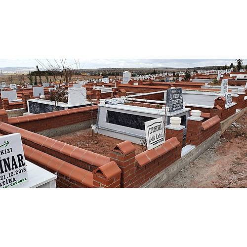 zel ieklik Blmeli Siyah Beyaz Mermer Mezar