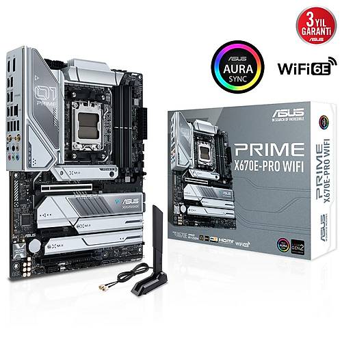 Asus Prime X670E-Pro WiFi DDR5 6400mhz (OC) RGB M.2 AM5 ATX Anakart