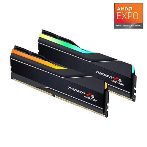 Gskill Trident Z5 Neo RGB Siyah 64GB (2x32GB) DDR5 6000Mhz CL32 DUAL EXPO 1.4V Bellek Kiti F5-6000J3238G32GX2-TZ5NR