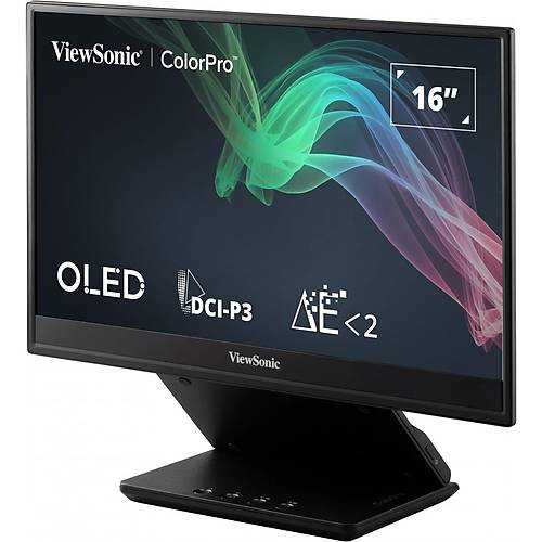 ViewSonic Vp16-Oled Profesyonel Monitr 15,6 1Ms 60Hz Oled 1920x1080 Fhd 400 Hdmi Usb Type C Dc-P3 Pantone 16:9 1M:1 1.07B Hoparlor 3 Kenar Cercevesz Kalbrasyon Flcker Free Mav Isk Fltres Tlt Ykseklk Ayar Energy Star Epeat