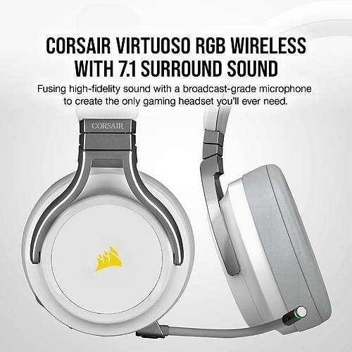 CORSAIR CA-9011186-EU VIRTUOSO RGB YKSEK DUYARLILIKLI KABLOSUZ GAMING KULAKLIK BEYAZ