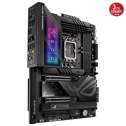 ASUS ROG MAXIMUS Z790 HERO BTF INTEL Z790 LGA1700 DDR5 8000 2xUSB4Thunderbolt HDMI 5x M2 USB3.2 WiFi 7 + BT AURA RGB 2.5Gbit LAN ATX Anakart Arkasna Konumlandrlan Kablo Balantlar Asus A21 Kasalarla Uyumlu