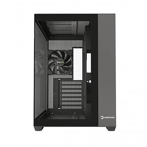 GamePower Warcry Prism 1x12Cm Siyah Fan Cam ATX Gaming Kasa
