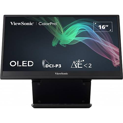 ViewSonic Vp16-Oled Profesyonel Monitr 15,6 1Ms 60Hz Oled 1920x1080 Fhd 400 Hdmi Usb Type C Dc-P3 Pantone 16:9 1M:1 1.07B Hoparlor 3 Kenar Cercevesz Kalbrasyon Flcker Free Mav Isk Fltres Tlt Ykseklk Ayar Energy Star Epeat