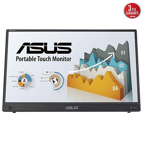 Asus Zenscreen Mb16Aht 15.6 Tasnablr Usb Monitr IPS 1920x1080 5Ms Mn Hdmi-Type-C 3Yl 10 Parmak Dokunmatk Dahl Batarya Eyecare Monitr