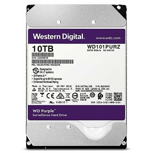 10TB WD Purple SATA3 3.5'' 256MB DV 7x24 WD101PURZ