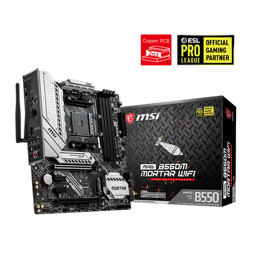 MSI MAG B550M MORTAR DDR4 4400MHz (OC) HDMI DP TYPE-C M.2 mATX Wi-Fi AM4