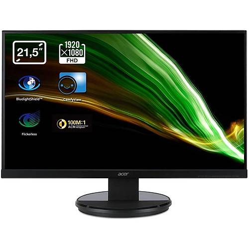 21.5 ACER K222HQLBID LED FHD 5MS 60HZ 200 Nits (VGA HDMI DVI) VESA SIYAH MONITOR