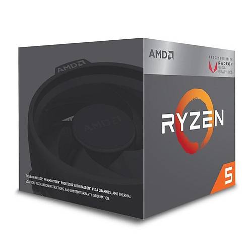 AMD RYZEN 5 2400G Soket AM4 3.6GHz 6MB 65W 4 ekirdek Vega 11 GPU