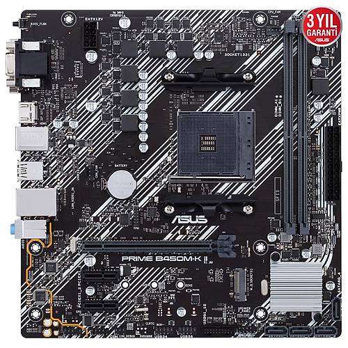Asus Prime B450M-K II 4400MHz (OC) DDR4 AM4 D-Sub DVI-D HDMI M.2 mATX Anakart