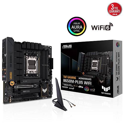Asus TUF Gaming B650M-PLUS WiFi 6400mhz (OC) RGB M.2 DDR5 mATX AM5 Anakart