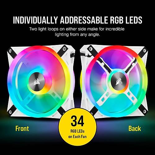 CORSAIR CO-9050103-WW QL120 RGB 120 MM DORT RGB RENK DONGULU BEYAZ PWM FAN