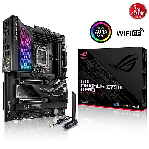 ASUS ROG MAXIMUS Z790 HERO BTF INTEL Z790 LGA1700 DDR5 8000 2xUSB4Thunderbolt HDMI 5x M2 USB3.2 WiFi 7 + BT AURA RGB 2.5Gbit LAN ATX Anakart Arkasna Konumlandrlan Kablo Balantlar Asus A21 Kasalarla Uyumlu