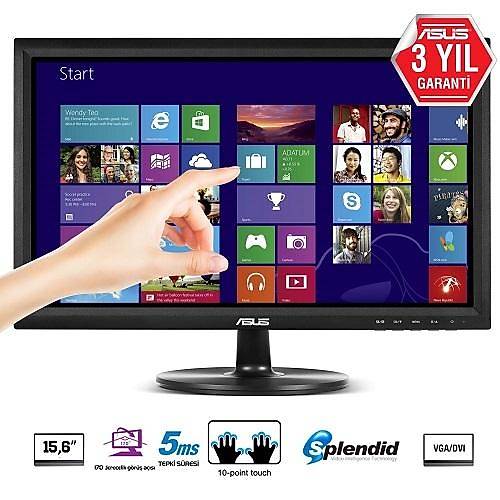 ASUS 15.6 VT168N 1366x768 60Hz D-Sub DVI-D 10ms Vesa Dokunmatik Monitr