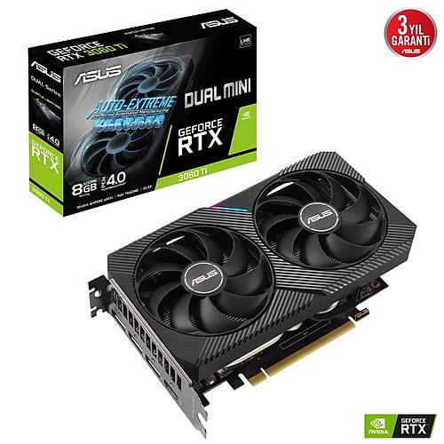 ASUS GeForce DUAL RTX 3060 Ti MIN 8GB GDDR6 256Bit DX12 Nvidia Ekran Kart (DUAL-RTX3060TI-8G-MINI-V2)