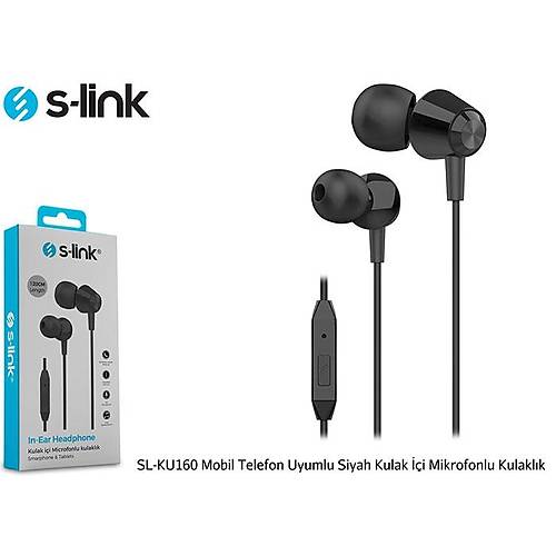 S-LINK SL-KU160 SYAH KULAK MKROFONLU KULAKLIK