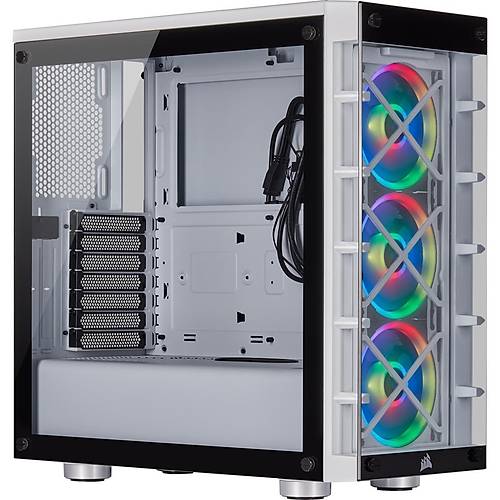 Corsair Cc-9011189-Ww cue 465X Rgb Temperli Cam Yan Panel Mid Tower Bilgisayar Kasasi Beyaz